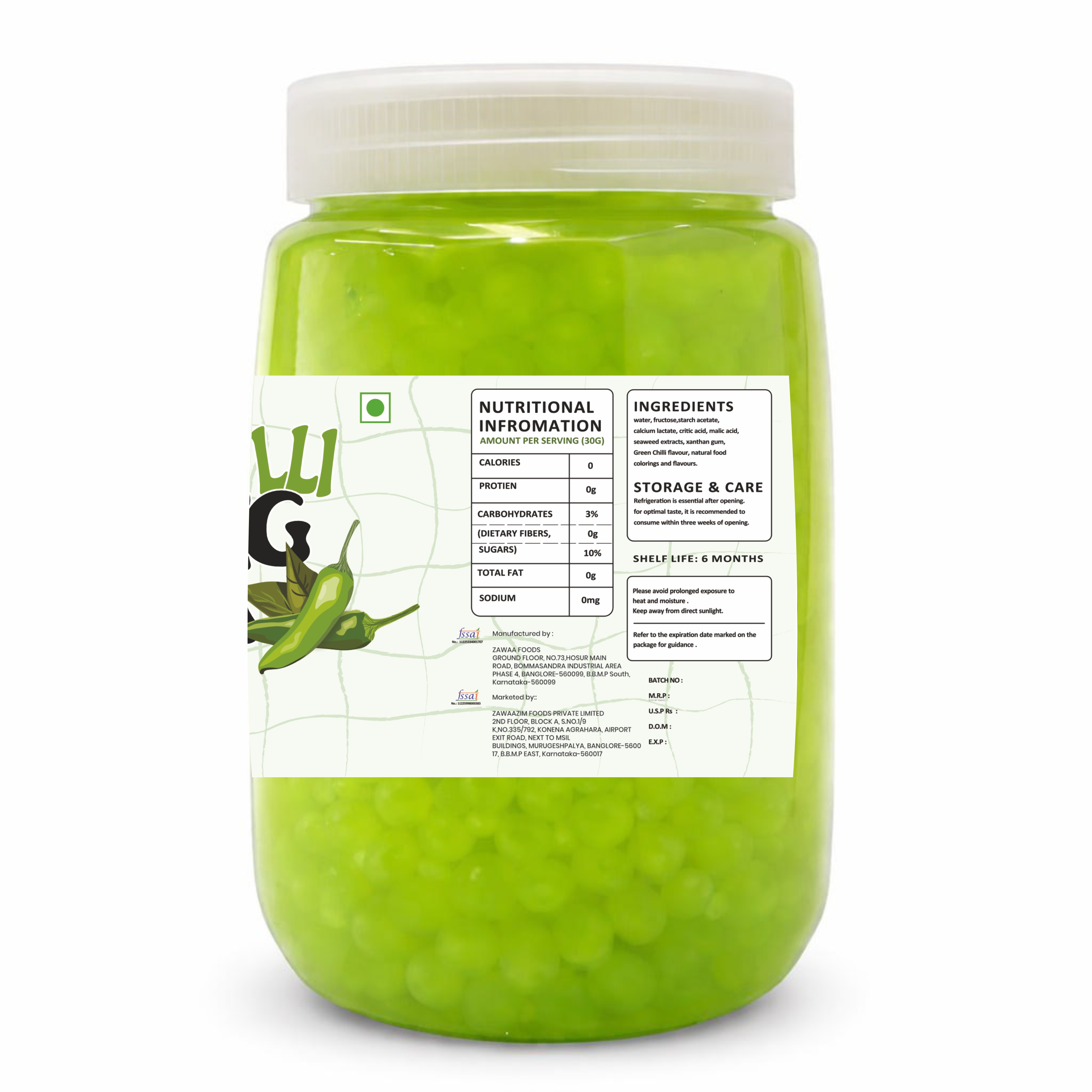 Green chilli Popping Boba